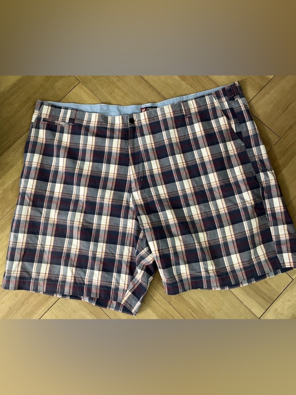 Men's Chaps Blue Plaid Flat Front Shorts - Size 54